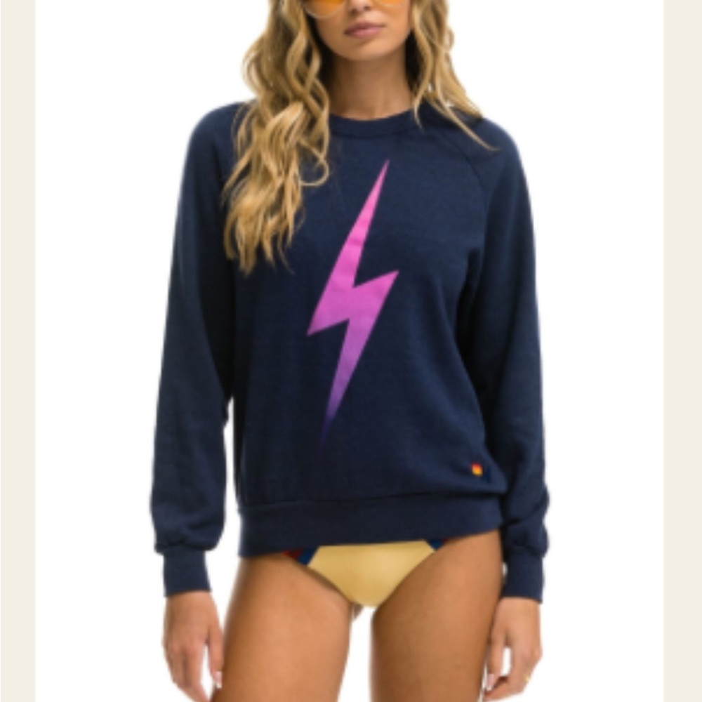 Aviator Nation BOLT Fade Sweatshirt - Navy with Pink/Purple